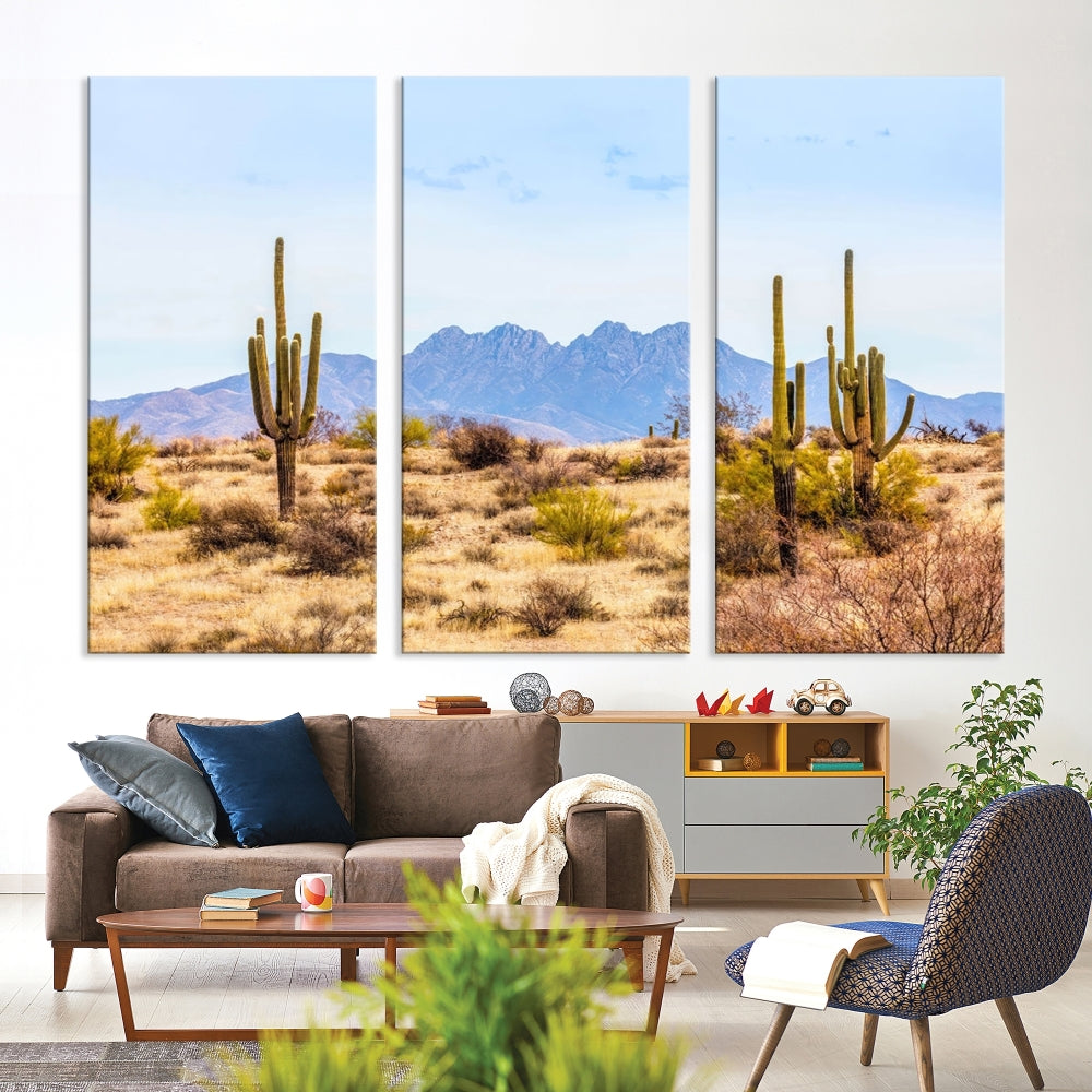 Desert Cactus Landscape Wall Art USA Arizona Canvas Print Modern Living Room Wall Decor