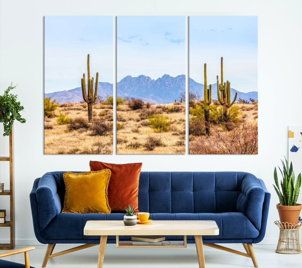 Desert Cactus Landscape Wall Art USA Arizona Canvas Print Modern Living Room Wall Decor