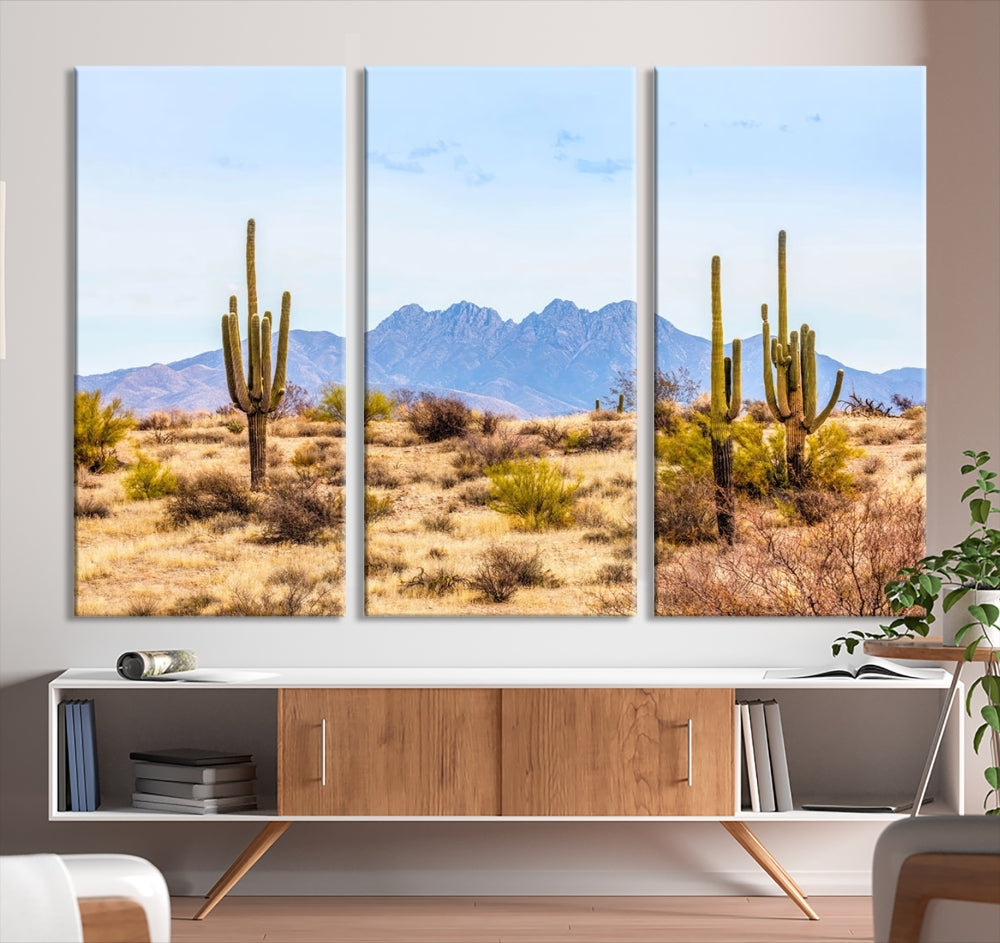 Desert Cactus Landscape Wall Art USA Arizona Canvas Print Modern Living Room Wall Decor