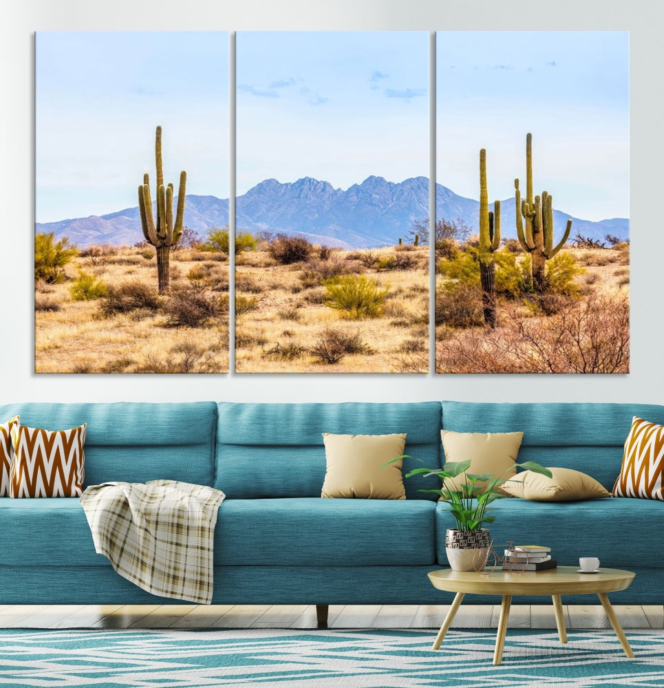 Desert Cactus Landscape Wall Art USA Arizona Canvas Print Modern Living Room Wall Decor