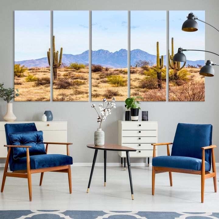 Desert Cactus Landscape Wall Art USA Arizona Canvas Print Modern Living Room Wall Decor