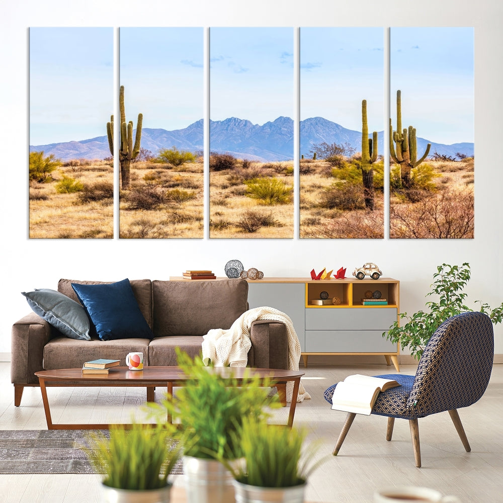 Desert Cactus Landscape Wall Art USA Arizona Canvas Print Modern Living Room Wall Decor