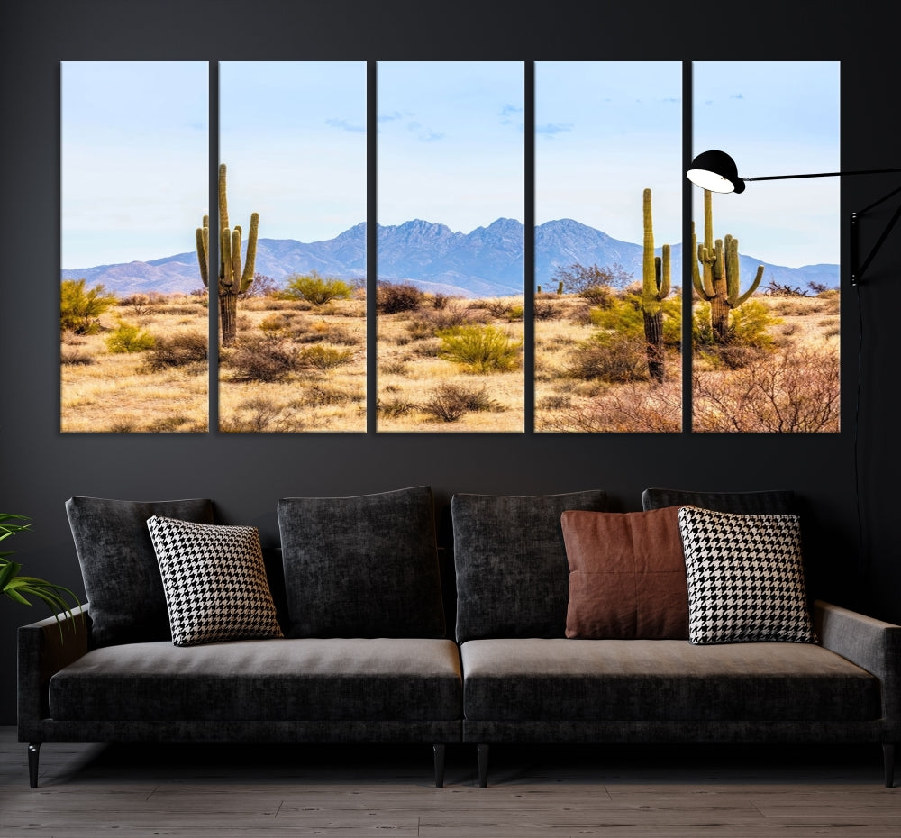 Desert Cactus Landscape Wall Art USA Arizona Canvas Print Modern Living Room Wall Decor