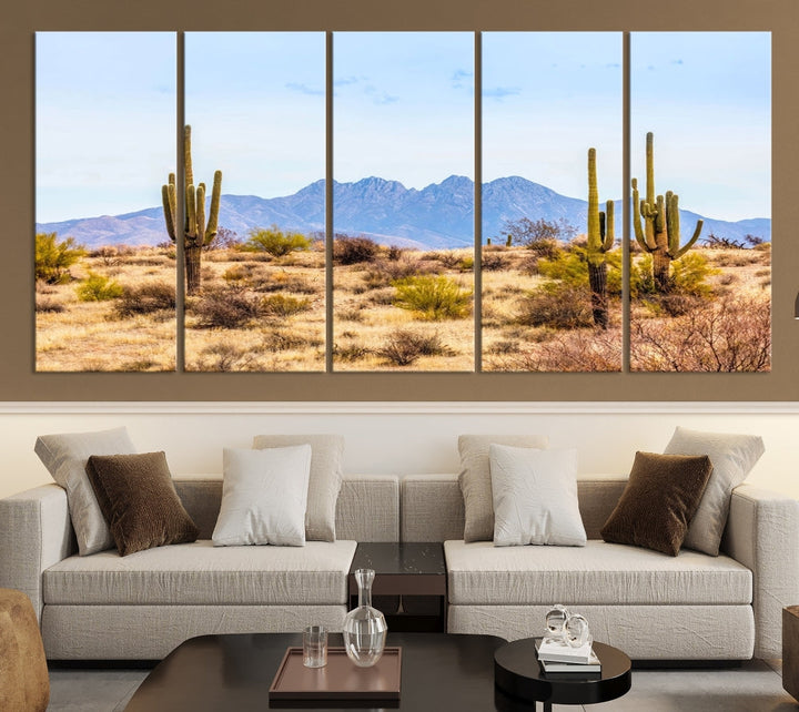 Desert Cactus Landscape Wall Art USA Arizona Canvas Print Modern Living Room Wall Decor