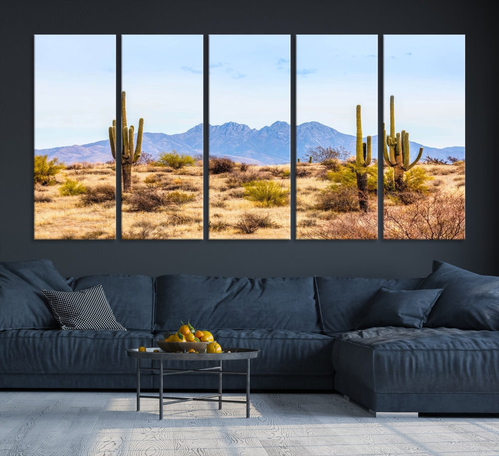 Desert Cactus Landscape Wall Art USA Arizona Canvas Print Modern Living Room Wall Decor