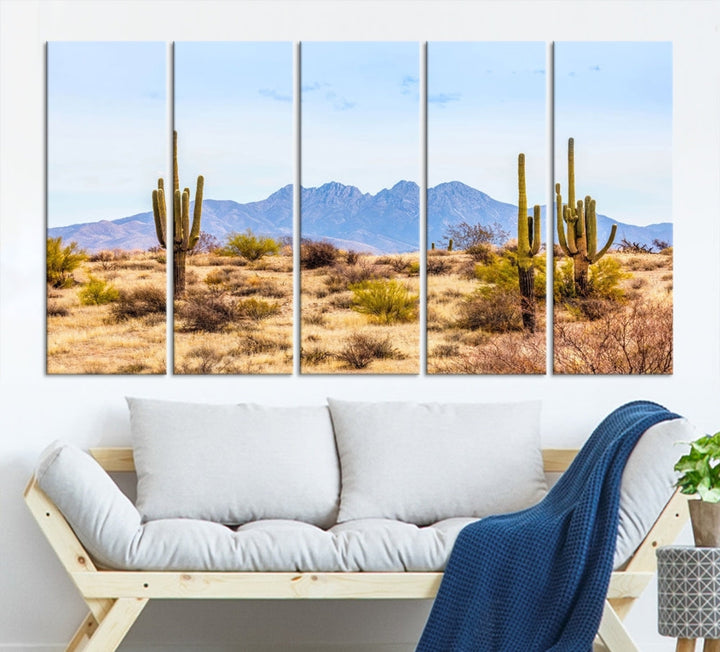 Desert Cactus Landscape Wall Art USA Arizona Canvas Print Modern Living Room Wall Decor