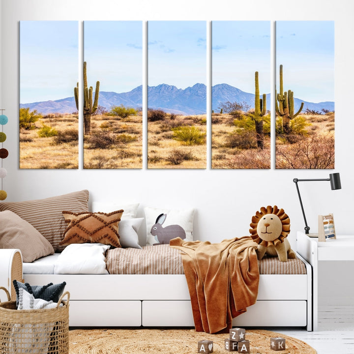 Desert Cactus Landscape Wall Art USA Arizona Canvas Print Modern Living Room Wall Decor