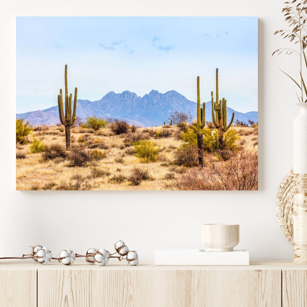 Desert Cactus Landscape Wall Art USA Arizona Canvas Print Modern Living Room Wall Decor