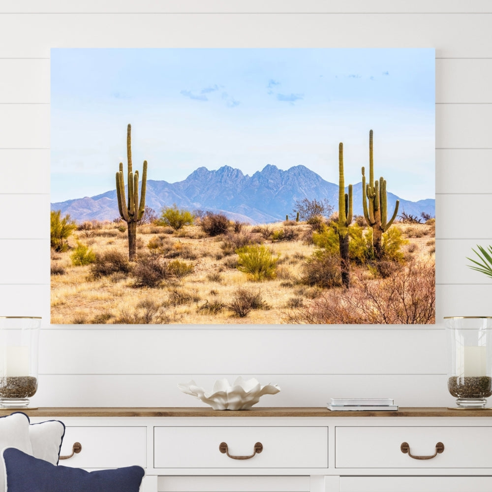 Desert Cactus Landscape Wall Art USA Arizona Canvas Print Modern Living Room Wall Decor