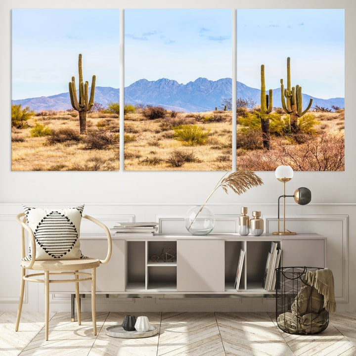 Desert Cactus Landscape Wall Art USA Arizona Canvas Print Modern Living Room Wall Decor