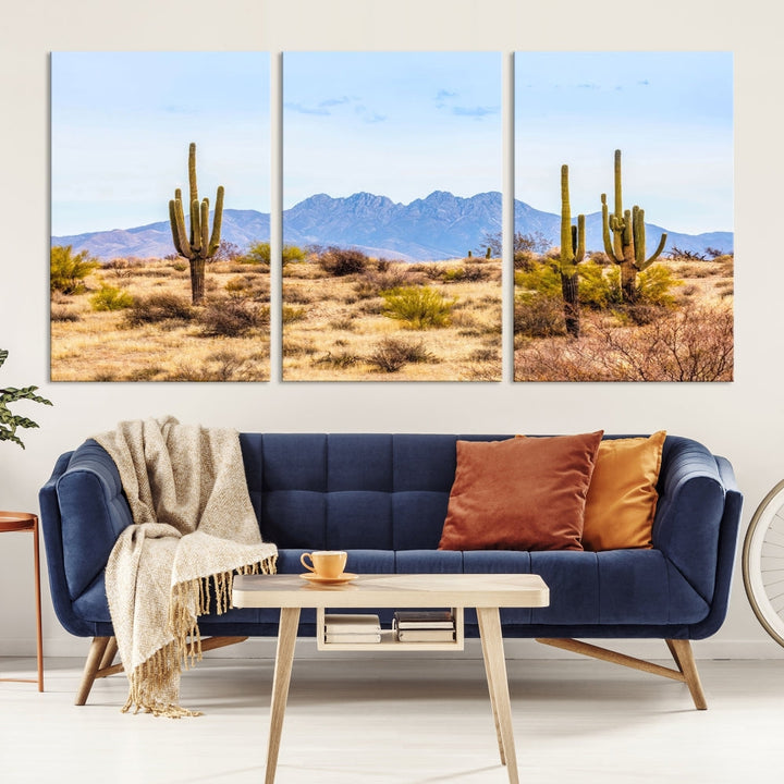 Desert Cactus Landscape Wall Art USA Arizona Canvas Print Modern Living Room Wall Decor