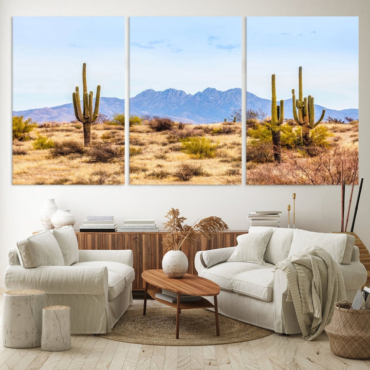 Desert Cactus Landscape Wall Art USA Arizona Canvas Print Modern Living Room Wall Decor