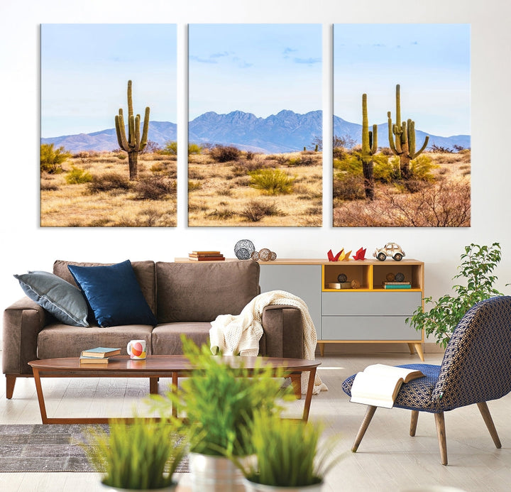 Desert Cactus Landscape Wall Art USA Arizona Canvas Print Modern Living Room Wall Decor