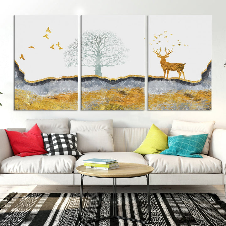 Artistic Deer Painting Wall Art Canvas Print Animal Nature Wall Decor