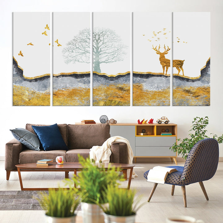 Artistic Deer Painting Wall Art Canvas Print Animal Nature Wall Decor