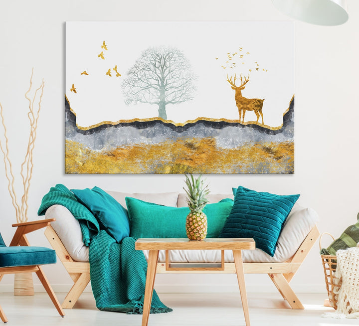 Artistic Deer Painting Wall Art Canvas Print Animal Nature Wall Decor