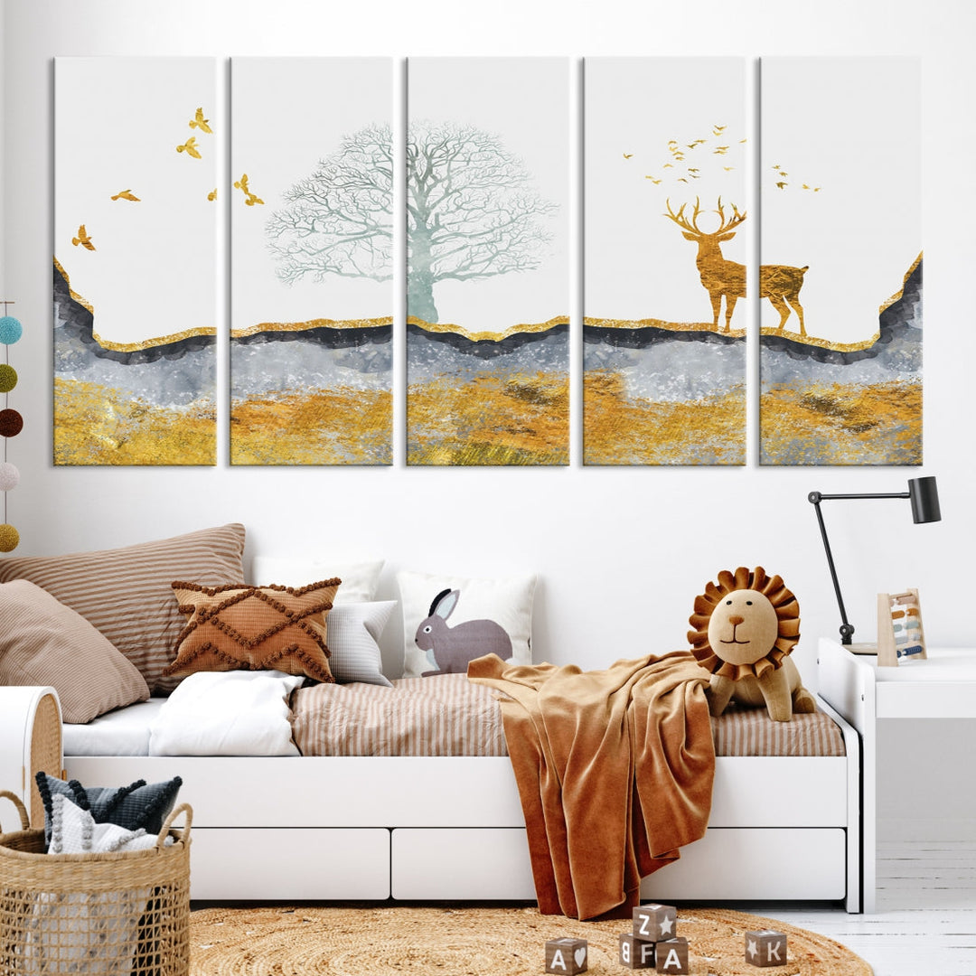 Artistic Deer Painting Wall Art Canvas Print Animal Nature Wall Decor