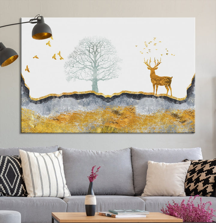 Artistic Deer Painting Wall Art Canvas Print Animal Nature Wall Decor