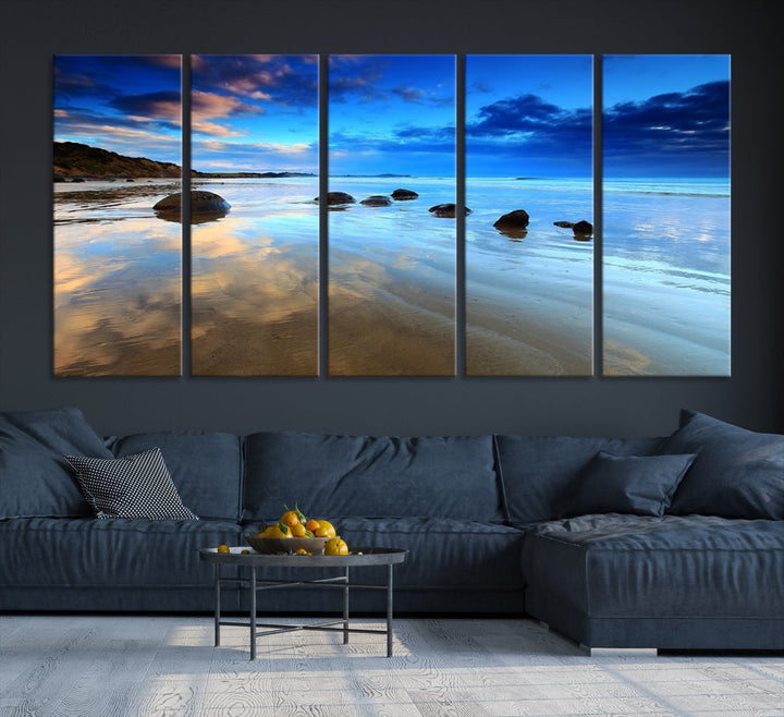 Astonishing Beach Landscape View at Dusk Ocean Picture Canvas Art Print