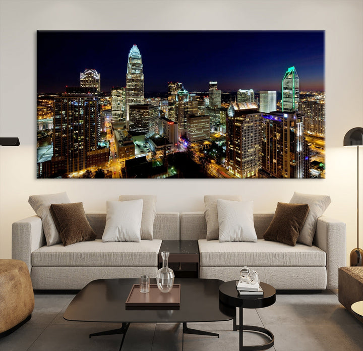 Atlanta Skyline Wall Art Night Cityscape Picture Canvas Print