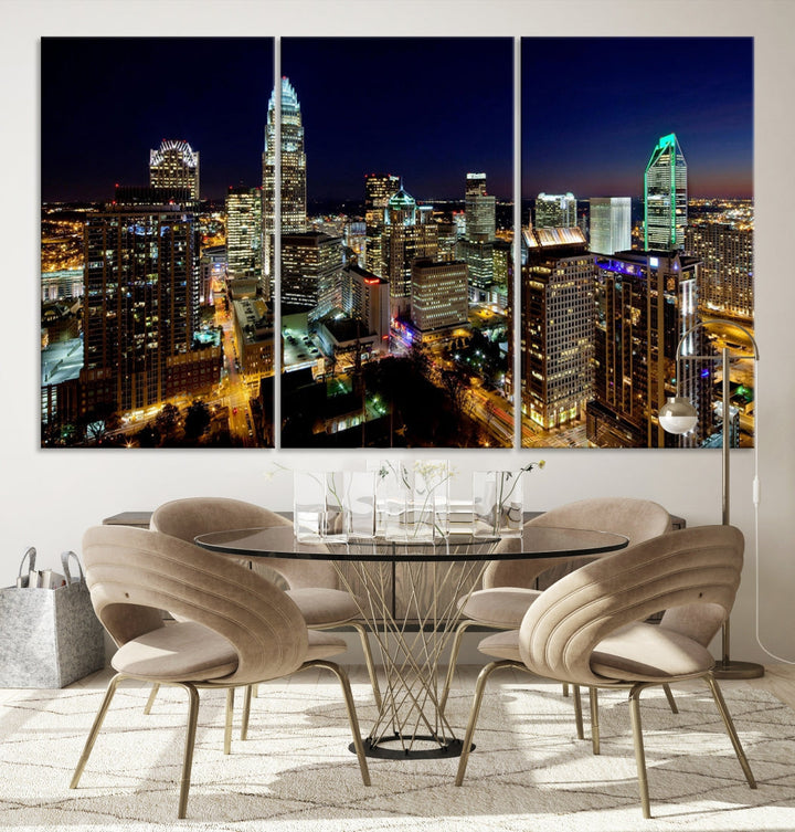 Atlanta Skyline Wall Art Night Cityscape Picture Canvas Print