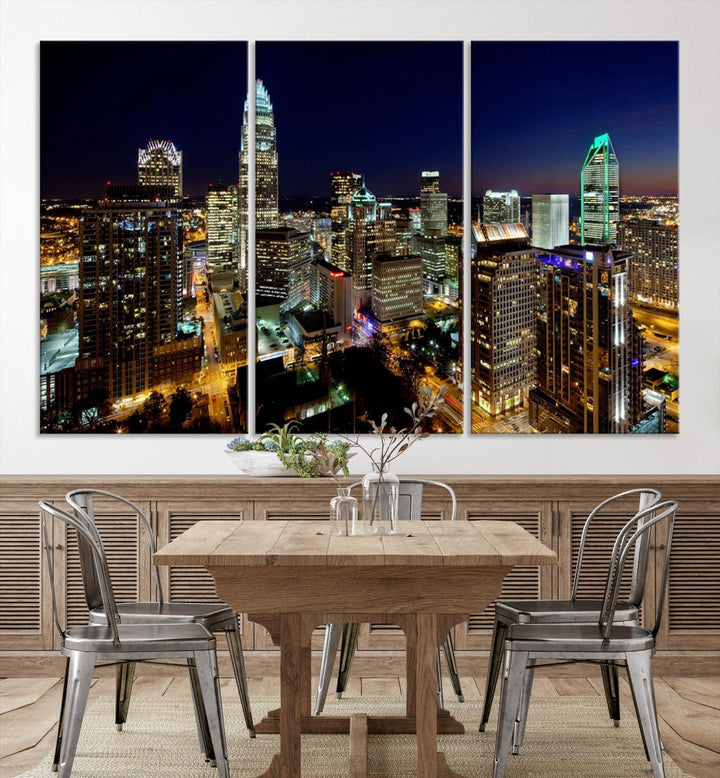 Atlanta Skyline Wall Art Night Cityscape Picture Canvas Print