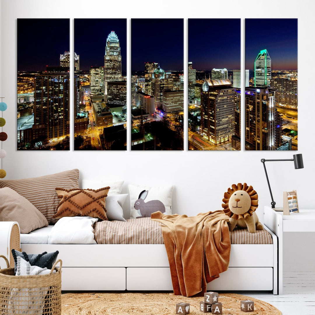 Atlanta Skyline Wall Art Night Cityscape Picture Canvas Print