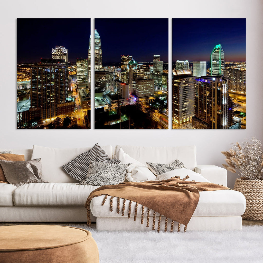 Atlanta Skyline Wall Art Night Cityscape Picture Canvas Print