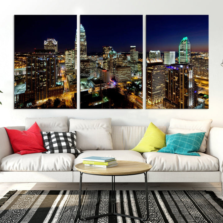 Atlanta Skyline Wall Art Night Cityscape Picture Canvas Print