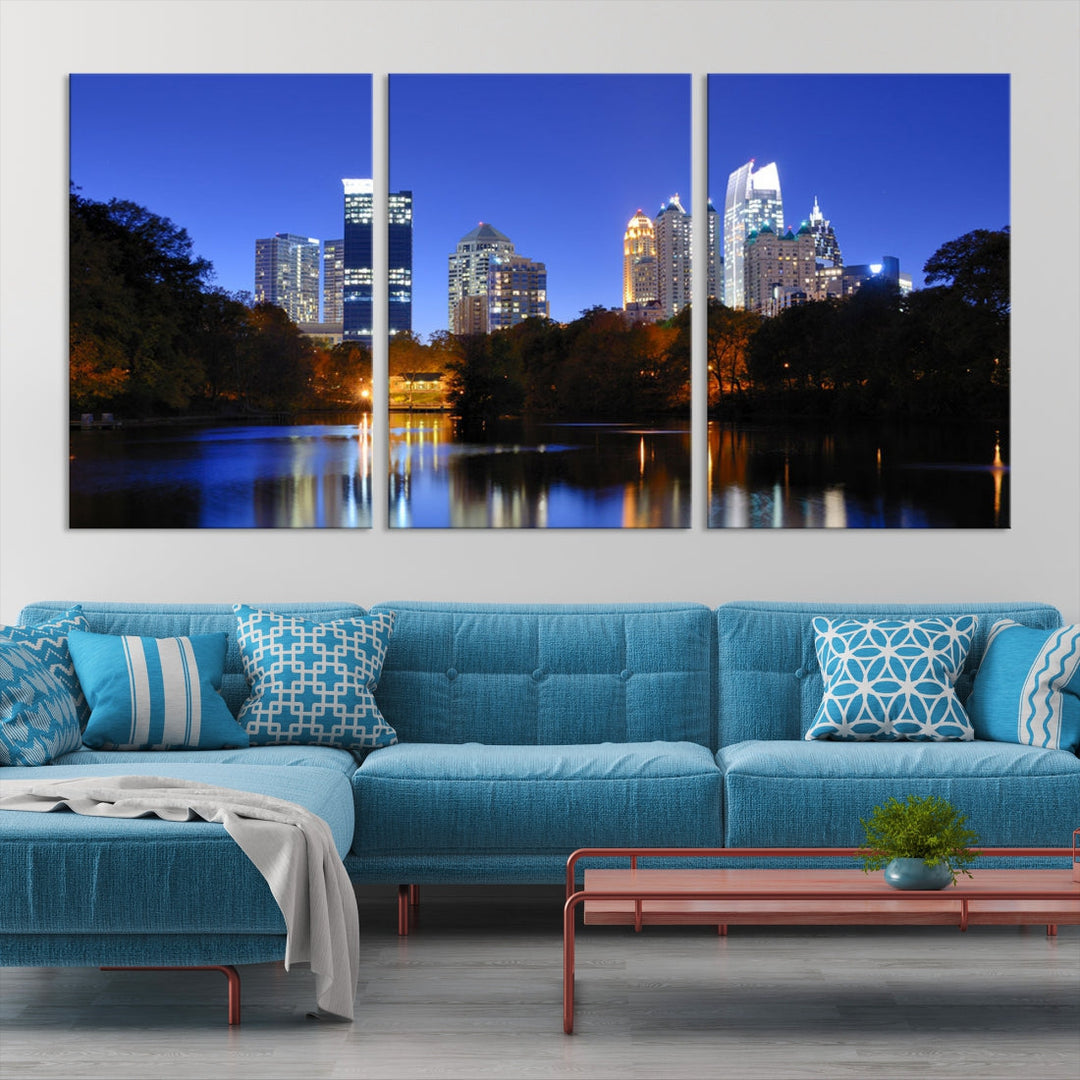 Atlanta Skyscrapers Night Skyline Cityscape XLarge Wall Art Canvas Print