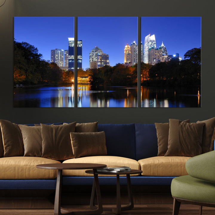 Atlanta Skyscrapers Night Skyline Cityscape XLarge Wall Art Canvas Print