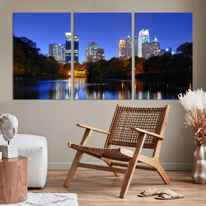 Atlanta Skyscrapers Night Skyline Cityscape XLarge Wall Art Canvas Print