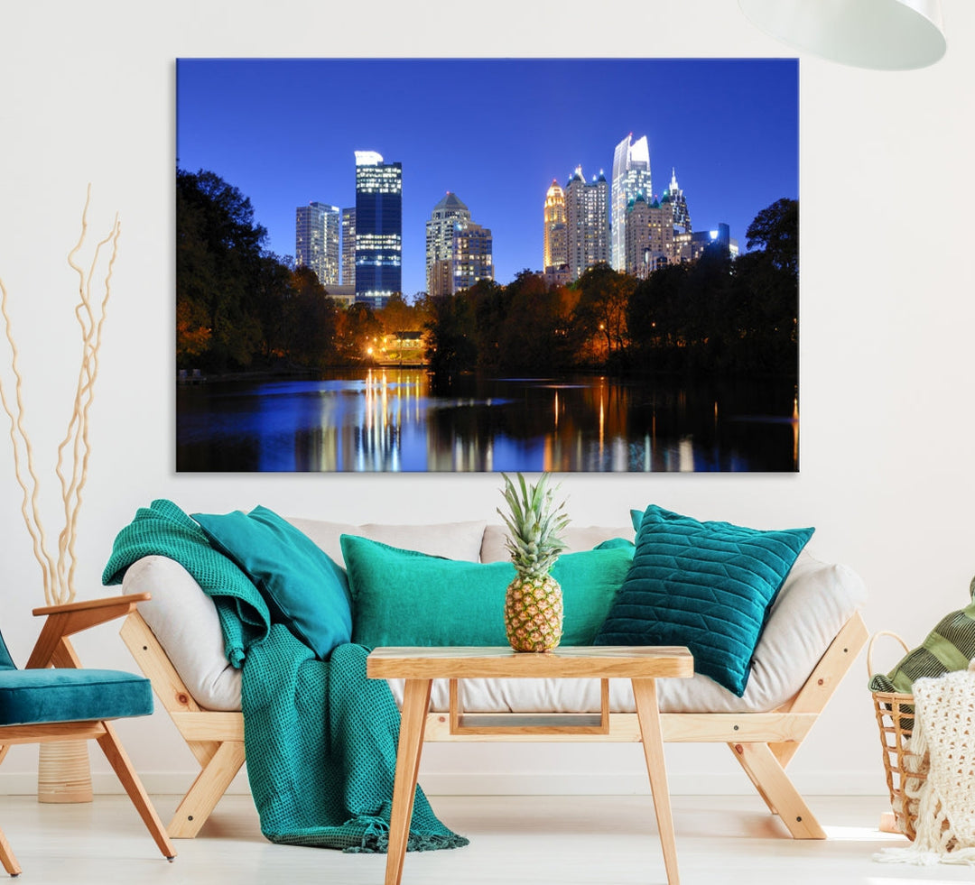 Atlanta Skyscrapers Night Skyline Cityscape XLarge Wall Art Canvas Print