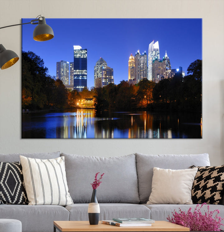 Atlanta Skyscrapers Night Skyline Cityscape XLarge Wall Art Canvas Print