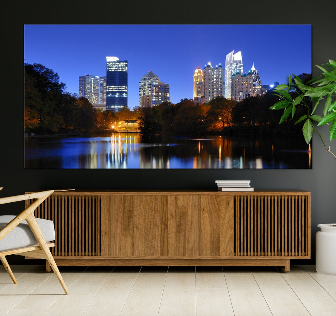 Atlanta Skyscrapers Night Skyline Cityscape XLarge Wall Art Canvas Print