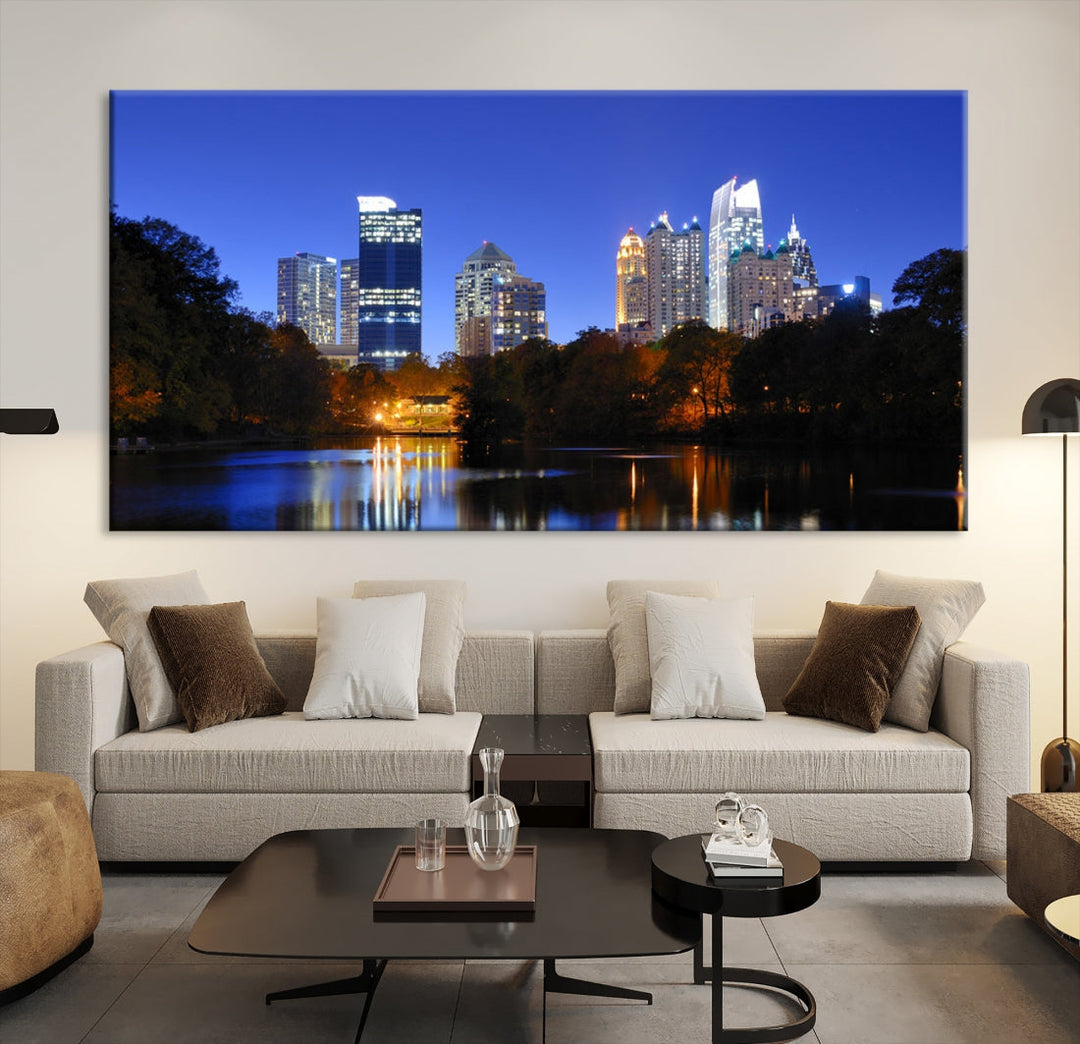 Atlanta Skyscrapers Night Skyline Cityscape XLarge Wall Art Canvas Print