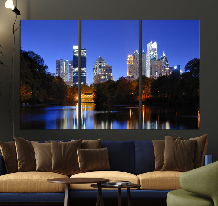 Atlanta Skyscrapers Night Skyline Cityscape XLarge Wall Art Canvas Print