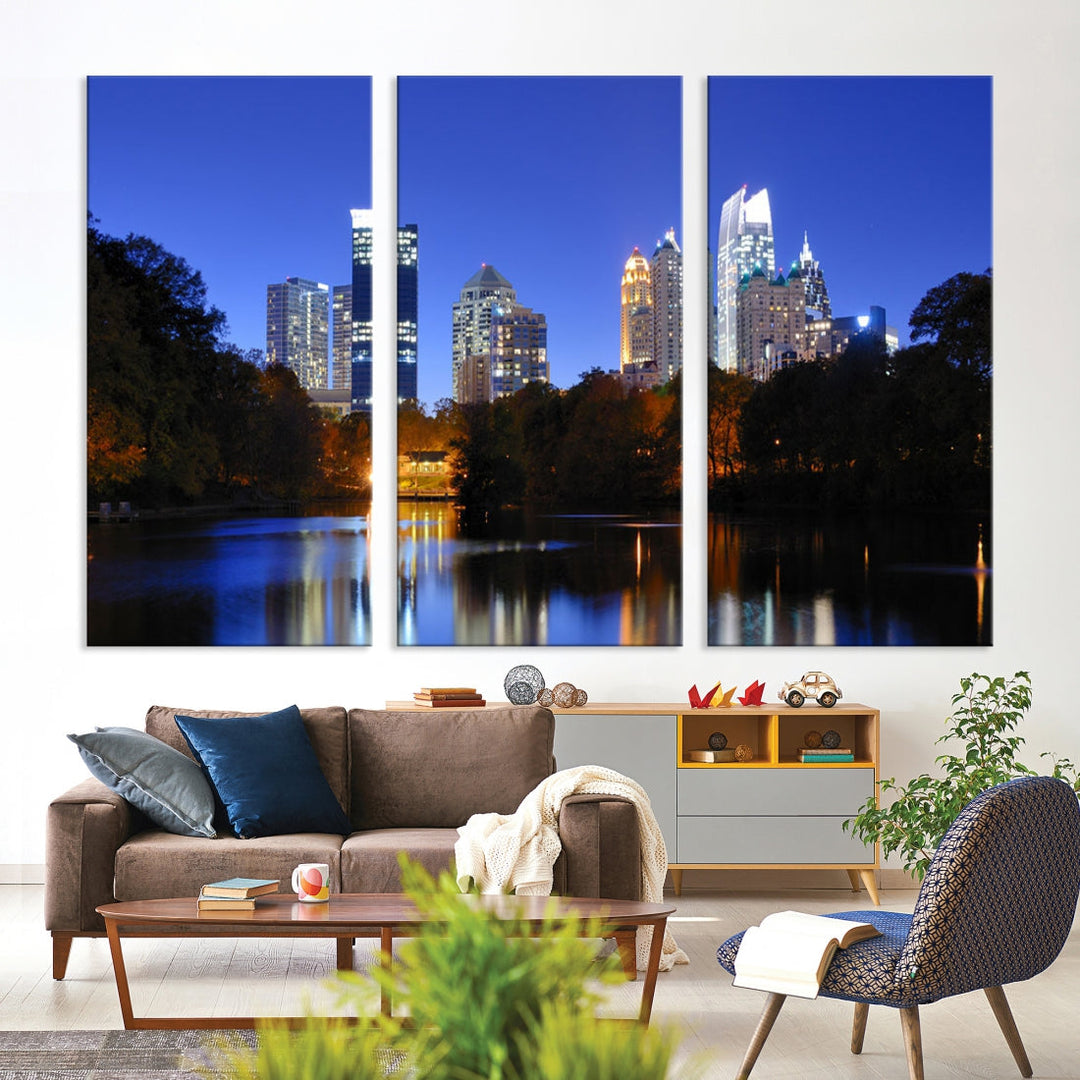 Atlanta Skyscrapers Night Skyline Cityscape XLarge Wall Art Canvas Print