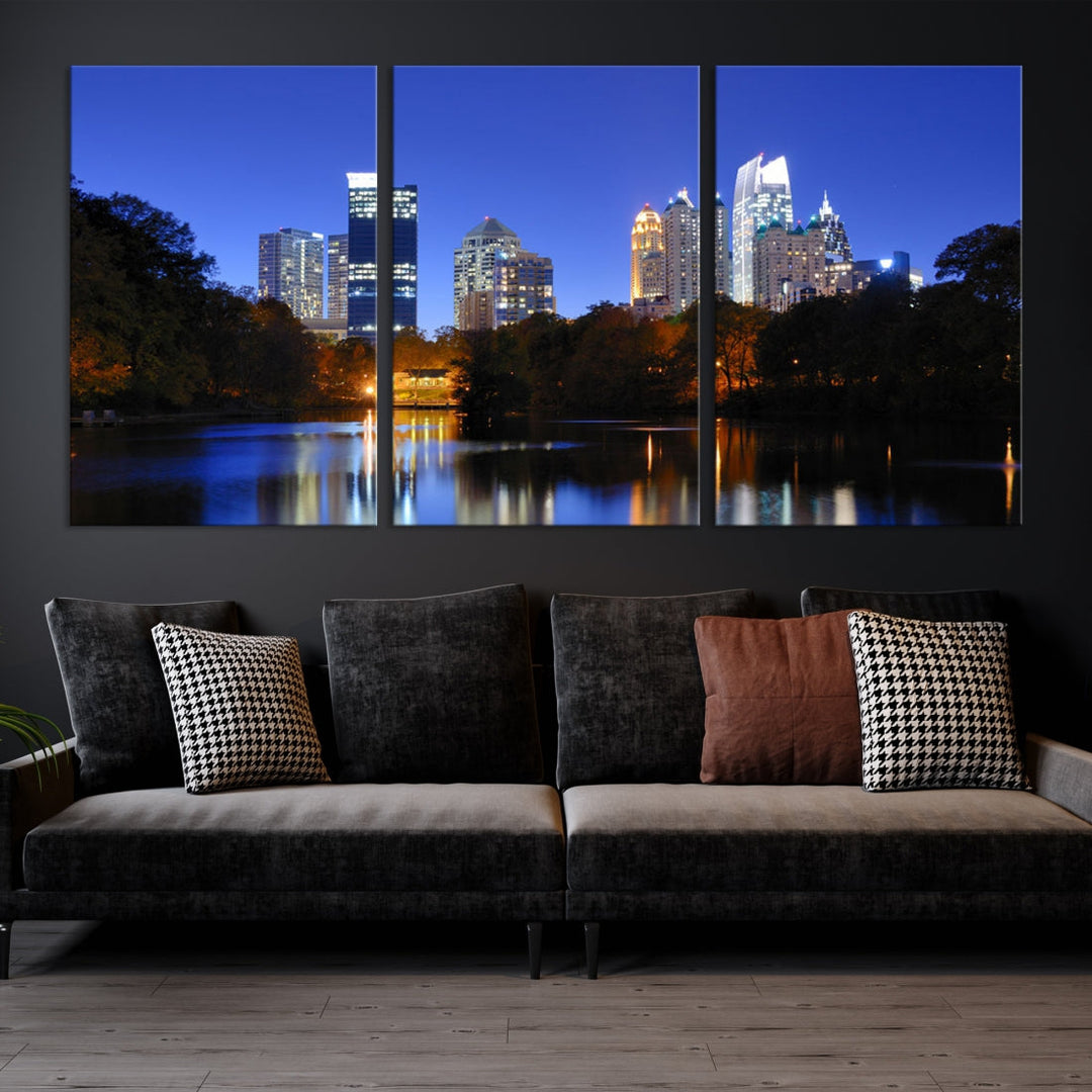 Atlanta Skyscrapers Night Skyline Cityscape XLarge Wall Art Canvas Print