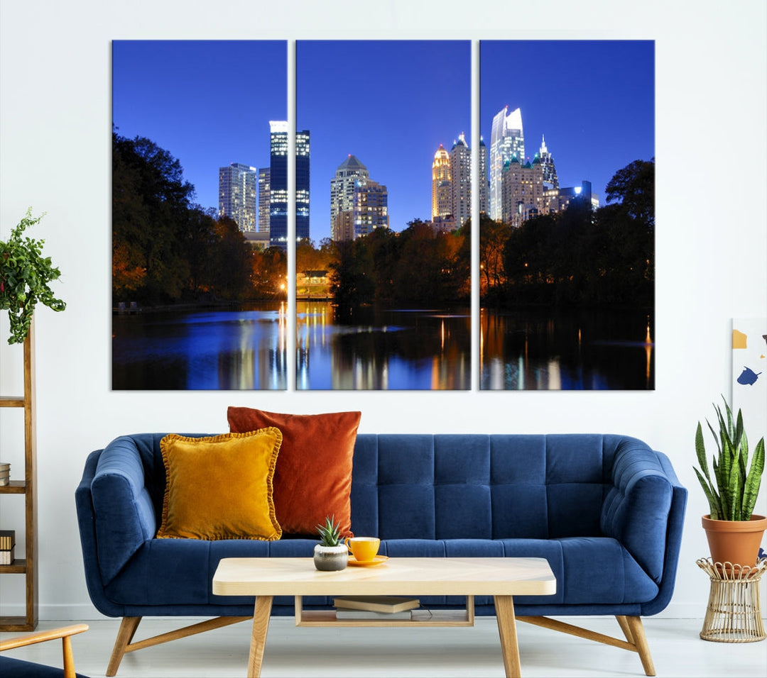 Atlanta Skyscrapers Night Skyline Cityscape XLarge Wall Art Canvas Print