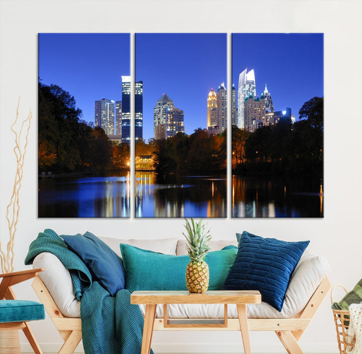 Atlanta Skyscrapers Night Skyline Cityscape XLarge Wall Art Canvas Print