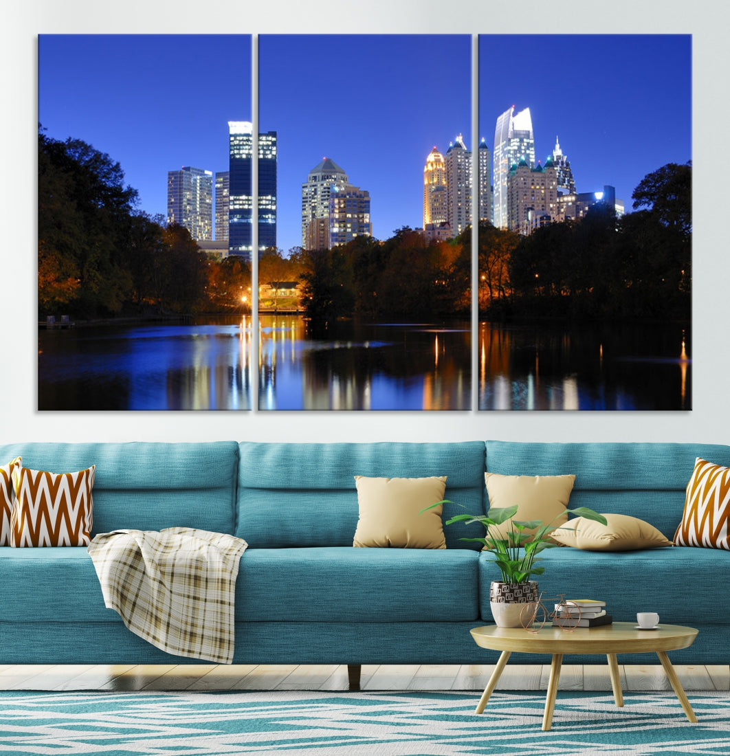 Atlanta Skyscrapers Night Skyline Cityscape XLarge Wall Art Canvas Print