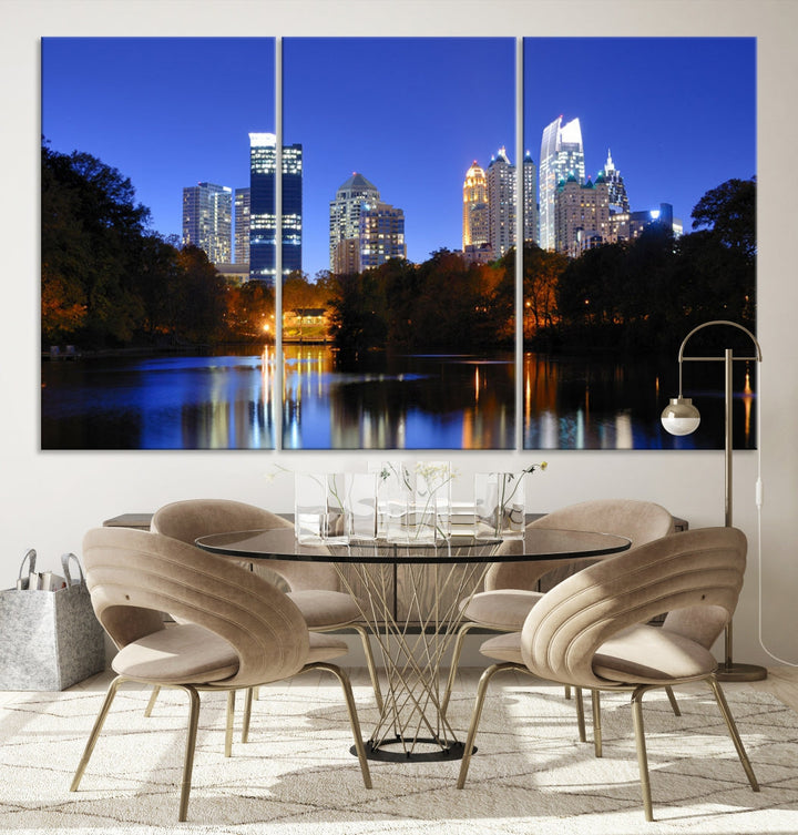 Atlanta Skyscrapers Night Skyline Cityscape XLarge Wall Art Canvas Print