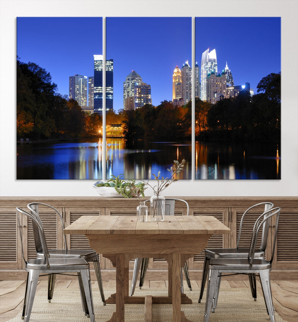 Atlanta Skyscrapers Night Skyline Cityscape XLarge Wall Art Canvas Print