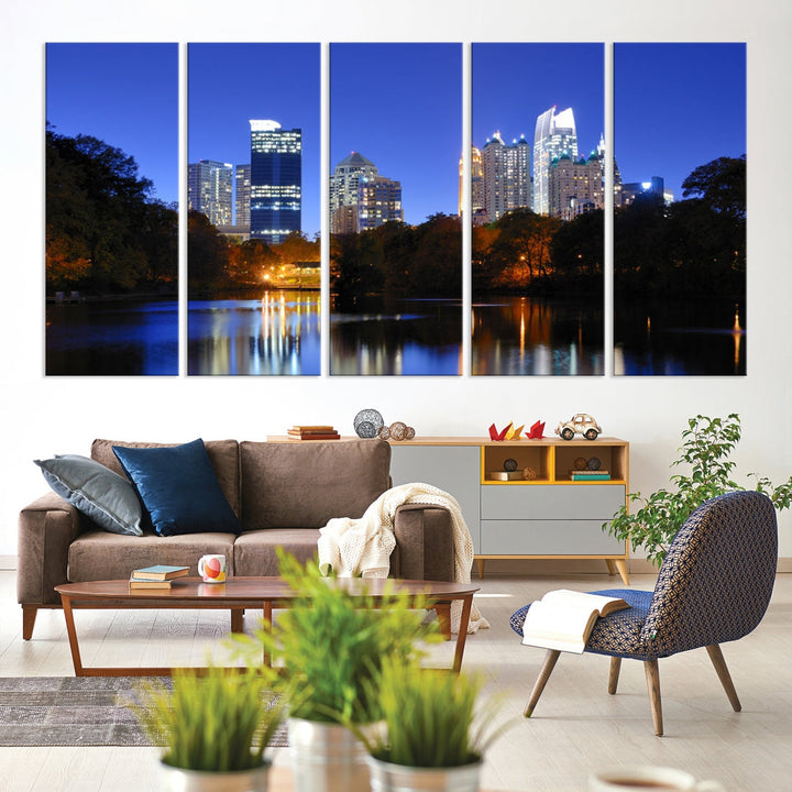 Atlanta Skyscrapers Night Skyline Cityscape XLarge Wall Art Canvas Print