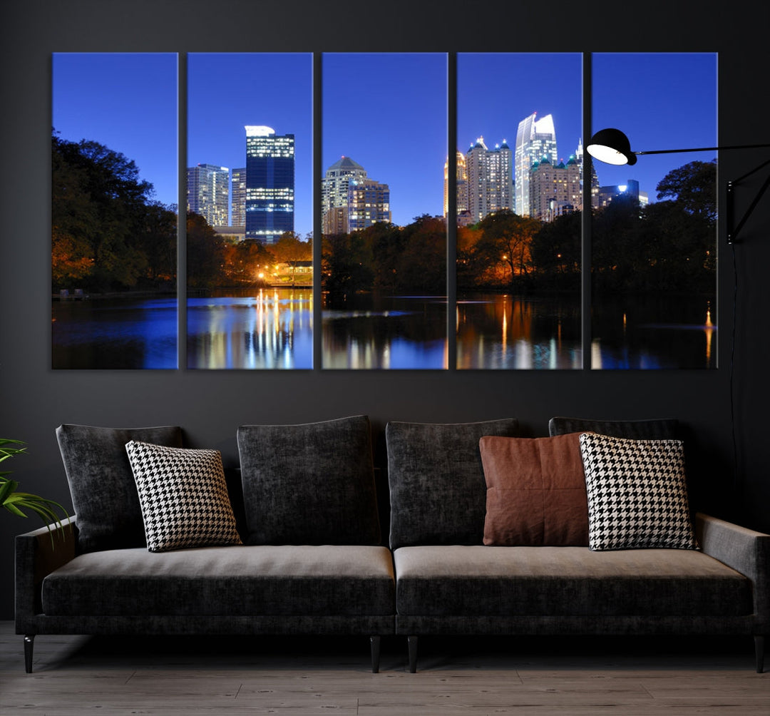 Atlanta Skyscrapers Night Skyline Cityscape XLarge Wall Art Canvas Print