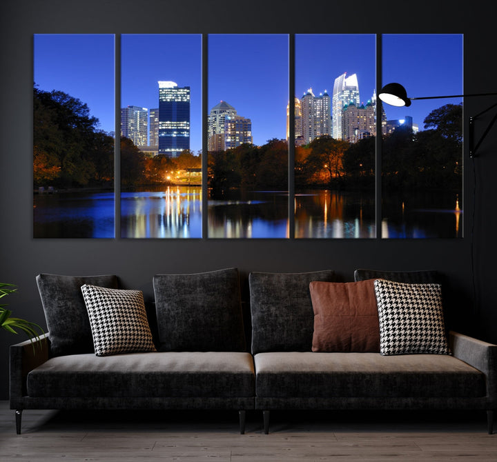 Atlanta Skyscrapers Night Skyline Cityscape XLarge Wall Art Canvas Print