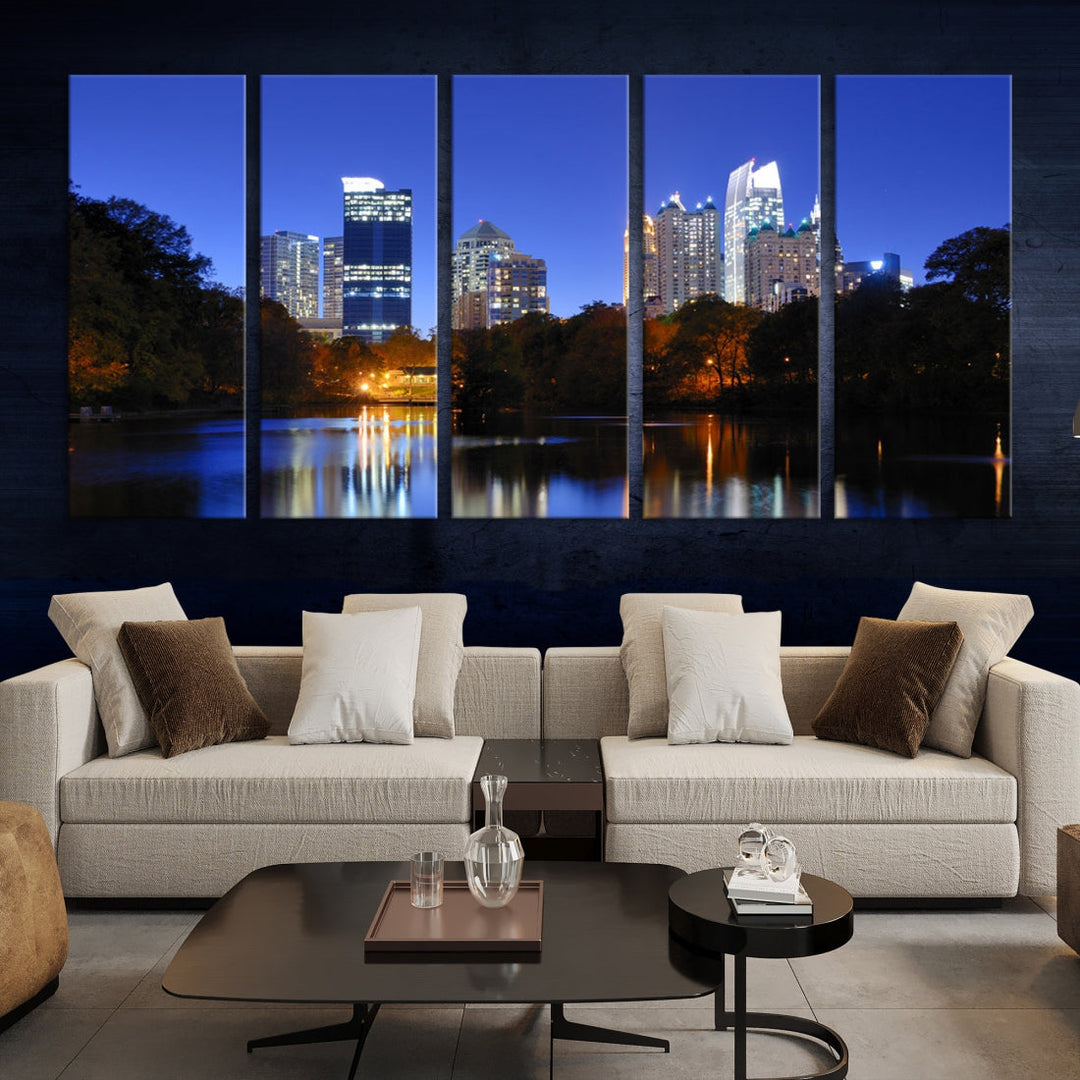 Atlanta Skyscrapers Night Skyline Cityscape XLarge Wall Art Canvas Print