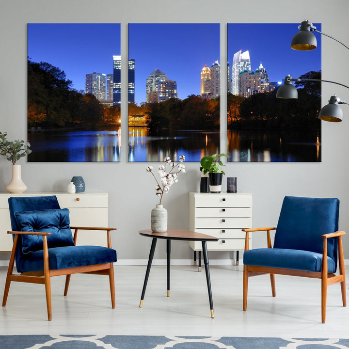 Atlanta Skyscrapers Night Skyline Cityscape XLarge Wall Art Canvas Print