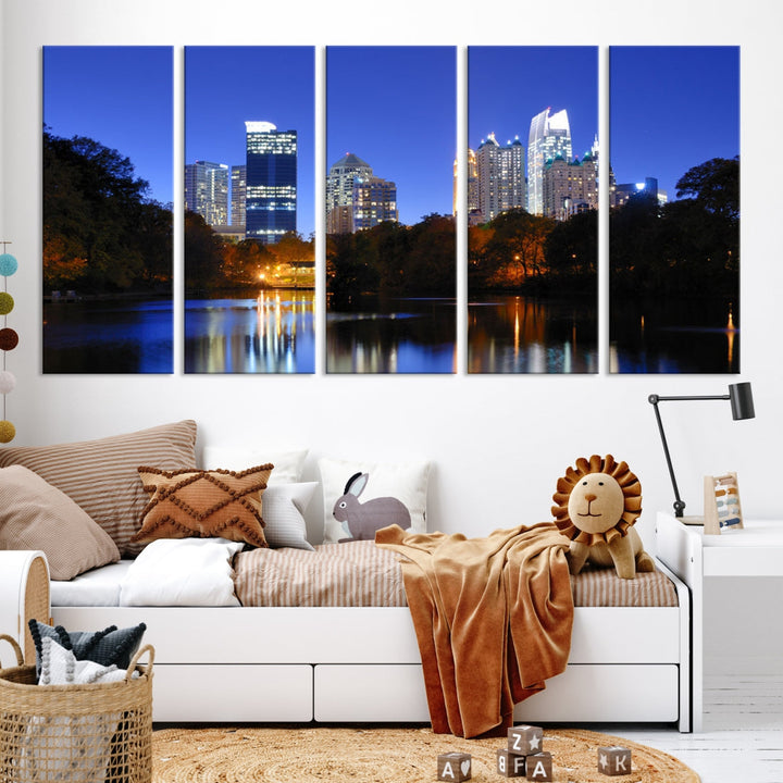 Atlanta Skyscrapers Night Skyline Cityscape XLarge Wall Art Canvas Print